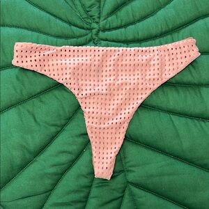 Acacia Swimwear mauve pink mesh thong /cheeky bikini bottom size S.